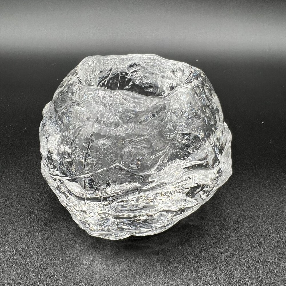 Handcrafted Vintage Kosta Boda Clear Textured Glass Votive Candle Holder